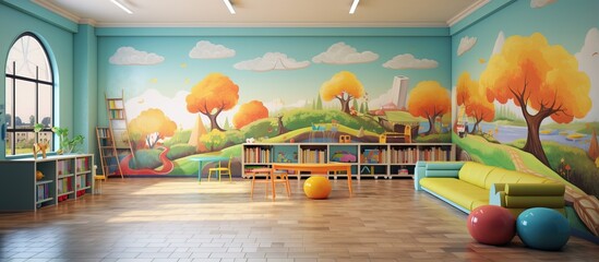Attractive game room in a kindergarten - obrazy, fototapety, plakaty