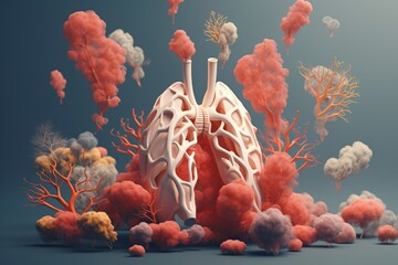 A 3d anatomy illustration of human lungs - obrazy, fototapety, plakaty