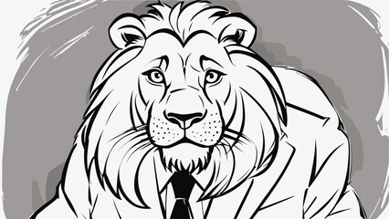 Lion carton character with formal dress vector image. Illustration of cute lion design graphic on the white background