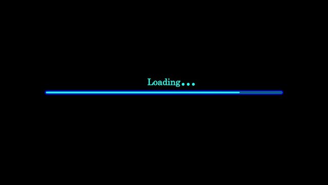 Loading bar downloading bar loading screen pix elated progress animation on black background.