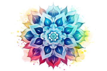 Mandala watercolor 3d rerndring isolated on white background. generative ai.
