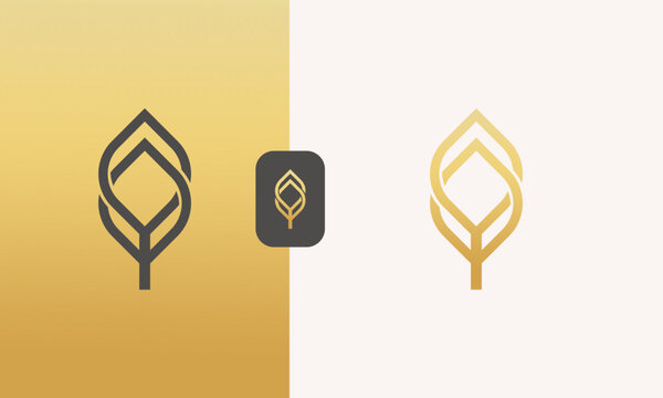 leaves and infinity logo design vector