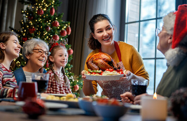 family celebrating Christmas