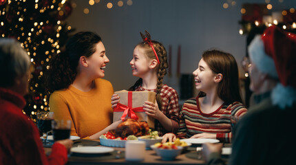 family celebrating Christmas