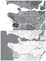 Layered editable vector illustration outline Map of Vancouver,Canada - obrazy, fototapety, plakaty