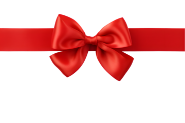 Red silk ribbon isolated on white background. generative ai.