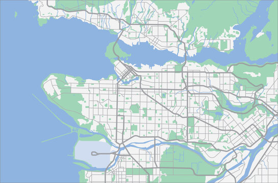 Layered editable vector illustration outline Map of Vancouver,Canada