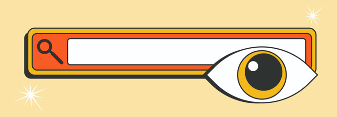 Query field, search button. Search bar template for website style of the 80s and 90s. Vector illustration