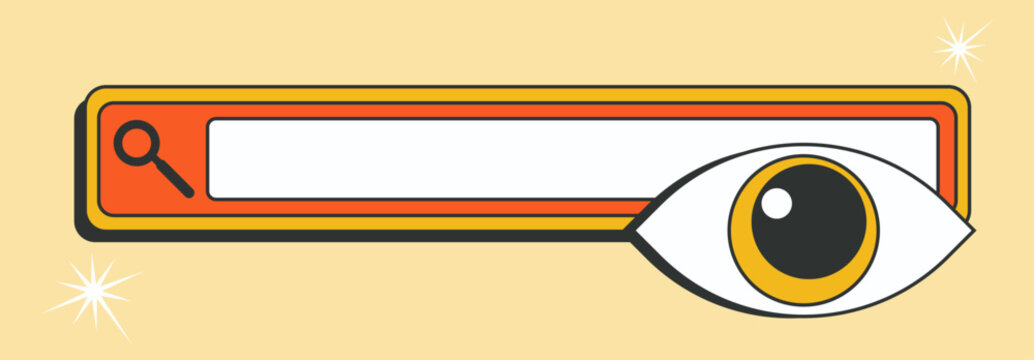 Query field, search button. Search bar template for website style of the 80s and 90s. Vector illustration