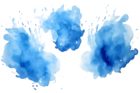 Set of 3 Blue Watercolor Stains explosion. generative ai. - Powered by Adobe