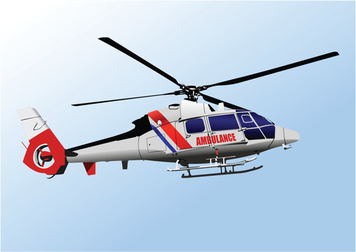 Ambulance Helicopter. Vector 3d hand drawn illustration