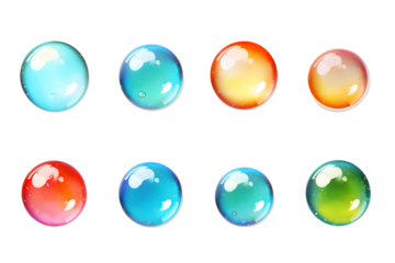 Set of colored bubbles, 3d render. generative ai.