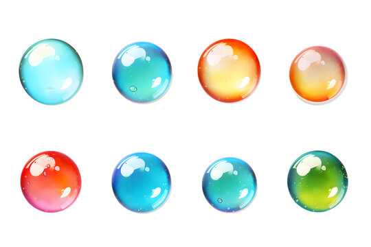 Set of colored bubbles, 3d render. generative ai.