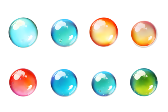 Set of colored bubbles, 3d render. generative ai.