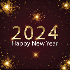 happy new year 2024 firework celebration background design vector.2024 Happy New Year.Design template Celebration typography poster, banner or greeting card for Merry Christmas and happy new year. 
