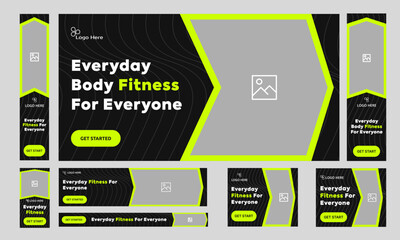Fitness gym social media post banner template with black and red color, gym, Workout, fitness and Sports social media post banner, editable vector eps 10 file format