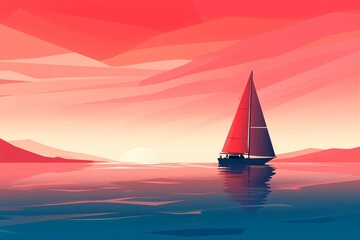 A graphic illustration banner for sailing a boat