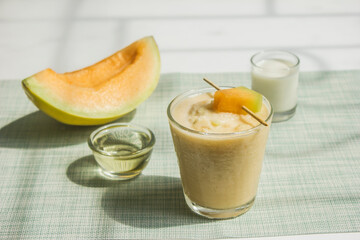 Melon milk syrup smoothie drink concept