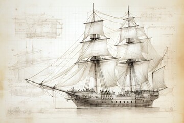 A vintage sketch of a ship