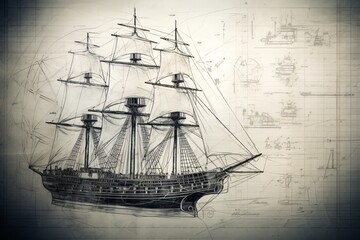 A vintage sketch of a ship