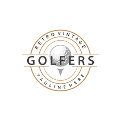 Golf Logo Vector Sport Golf Tournament Champion Club Design Stick And Ball, Template Illustration