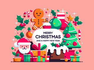 Fototapeta premium christmas banner christmas traditional elements holiday background design