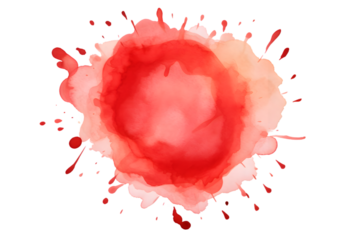 Watercolor red spot isolated on a white transparent background. generative ai.