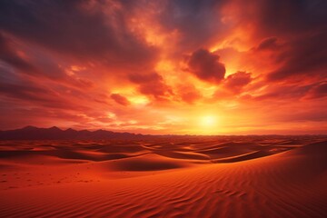 Fototapeta na wymiar Beautiful sunset over the sand dunes in the Arabian Empty Quarter Desert
