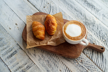 Breakfast croissants and fresh coffee