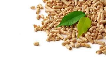 Wooden filler for cat litter box isolated on white background