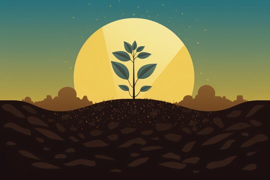 Illustration for aforestation and planting trees