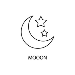 Moon and stars concept line icon. Simple element illustration. Moon and stars concept outline symbol design.