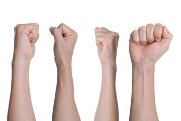Set of male hand with fist gesture Isolated on transparent background