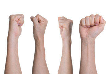 Set of male hand with fist gesture Isolated on transparent background
