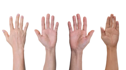 Deurstickers Group of hands raised up, Isolated on transparent background © banphote