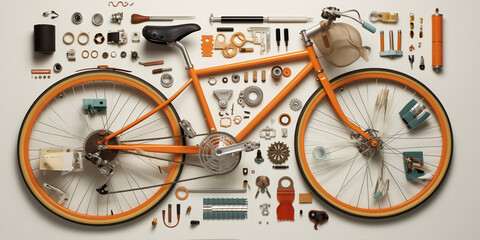 bicycle set concept - obrazy, fototapety, plakaty