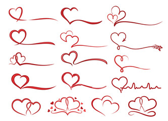 A set of stylized  hearts symbols.
