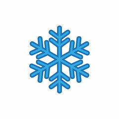 Blue Snowflake Icon. Winter background. Flat icon of frost cold weather with snowflake. Abstract snow logo. Winter .