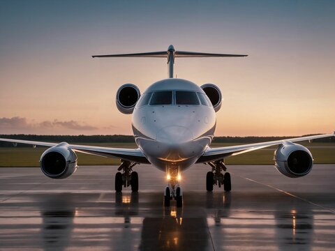 Private Jet on runway