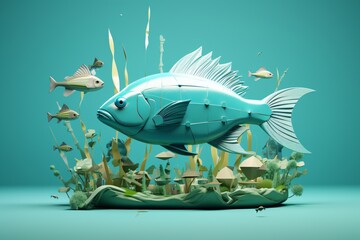 Fototapeta premium Poster design for ocean conservation and protecting marine life