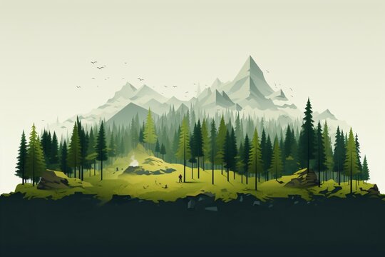 3d graphic illustration for aforestation and planting trees