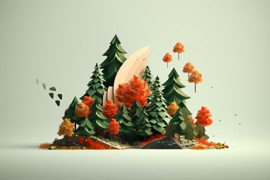 3d graphic illustration for aforestation and planting trees