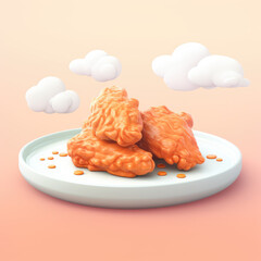  3D clay icon of A Fried chicken