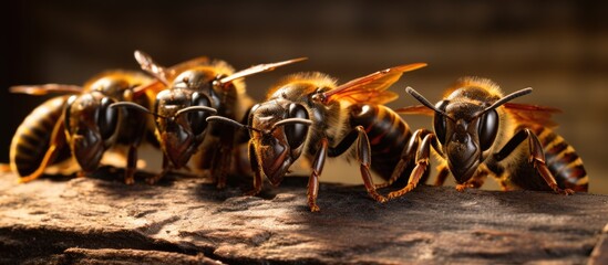 Hornets reside beneath a wooden shelter.