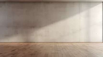 Foto op Plexiglas 3d rendering of empty room with wooden floor and concrete wall. 3D rendering. generative ai. © raza