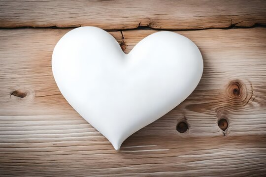 A white heart painted against a backdrop of raw wood. Valentine's Day.