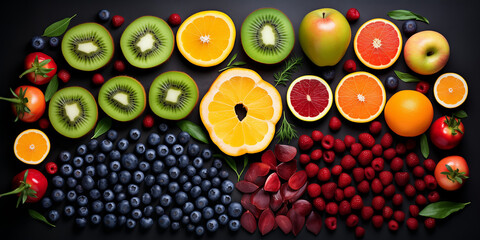  rainbow fruits set concept
