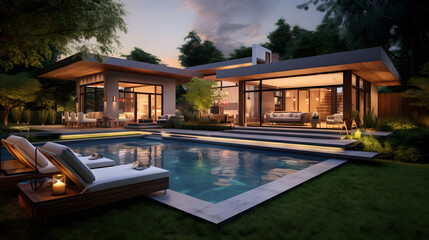 Beautiful home with amazing backyard. generative ai.