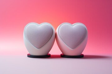 Happy Valentine's Day Concept White and Pink Desktop Speakers