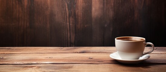 Fototapeta na wymiar Coffee cup on wooden surface